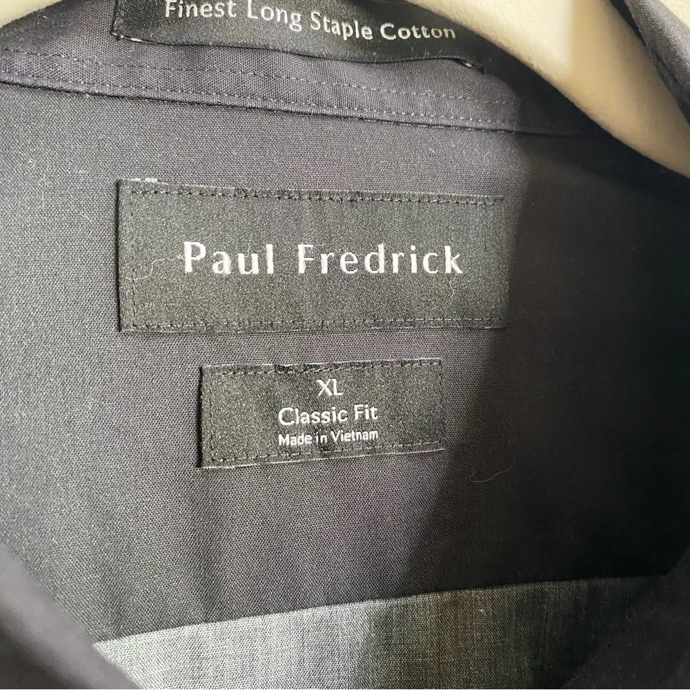 Men's Paul Fredrick Black Classic Fit Cotton Ombre Print Casual Shirt Size XL